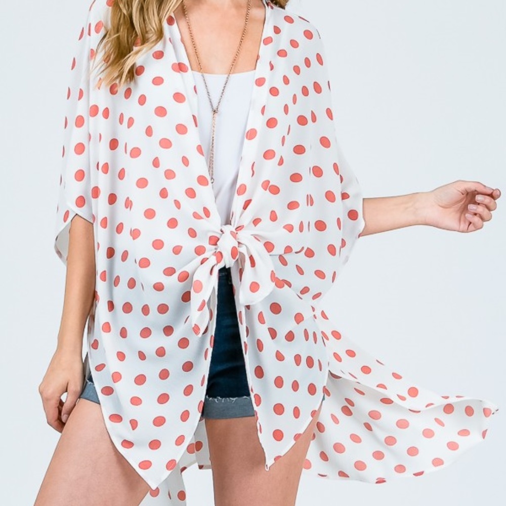 Plus Size Pink Dot Kimono